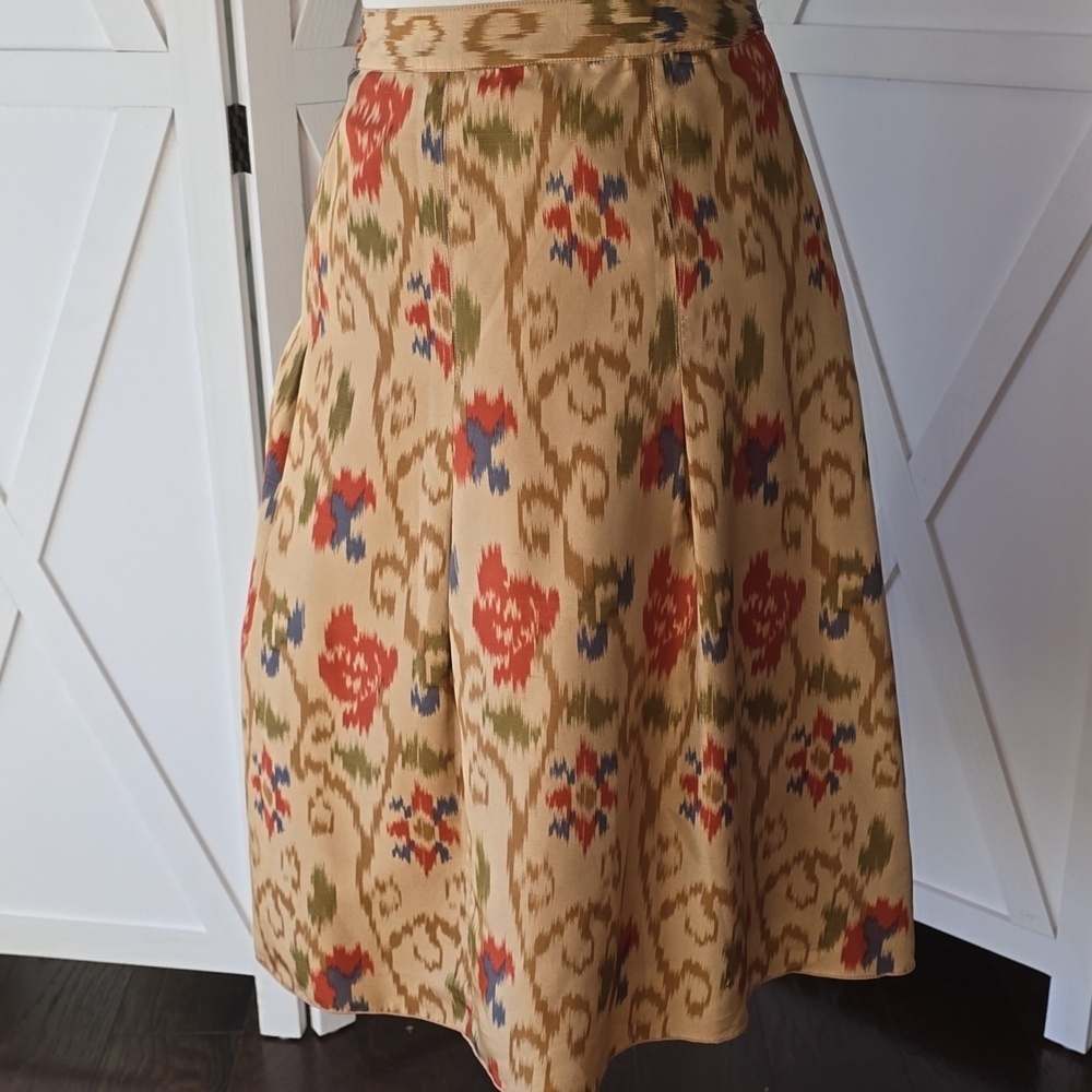 J. Jill Womens Silk Skirt A Line Lined Side Zip Ikat Print